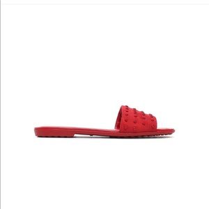 Tods Suede Slide Sandals with Dust Bag